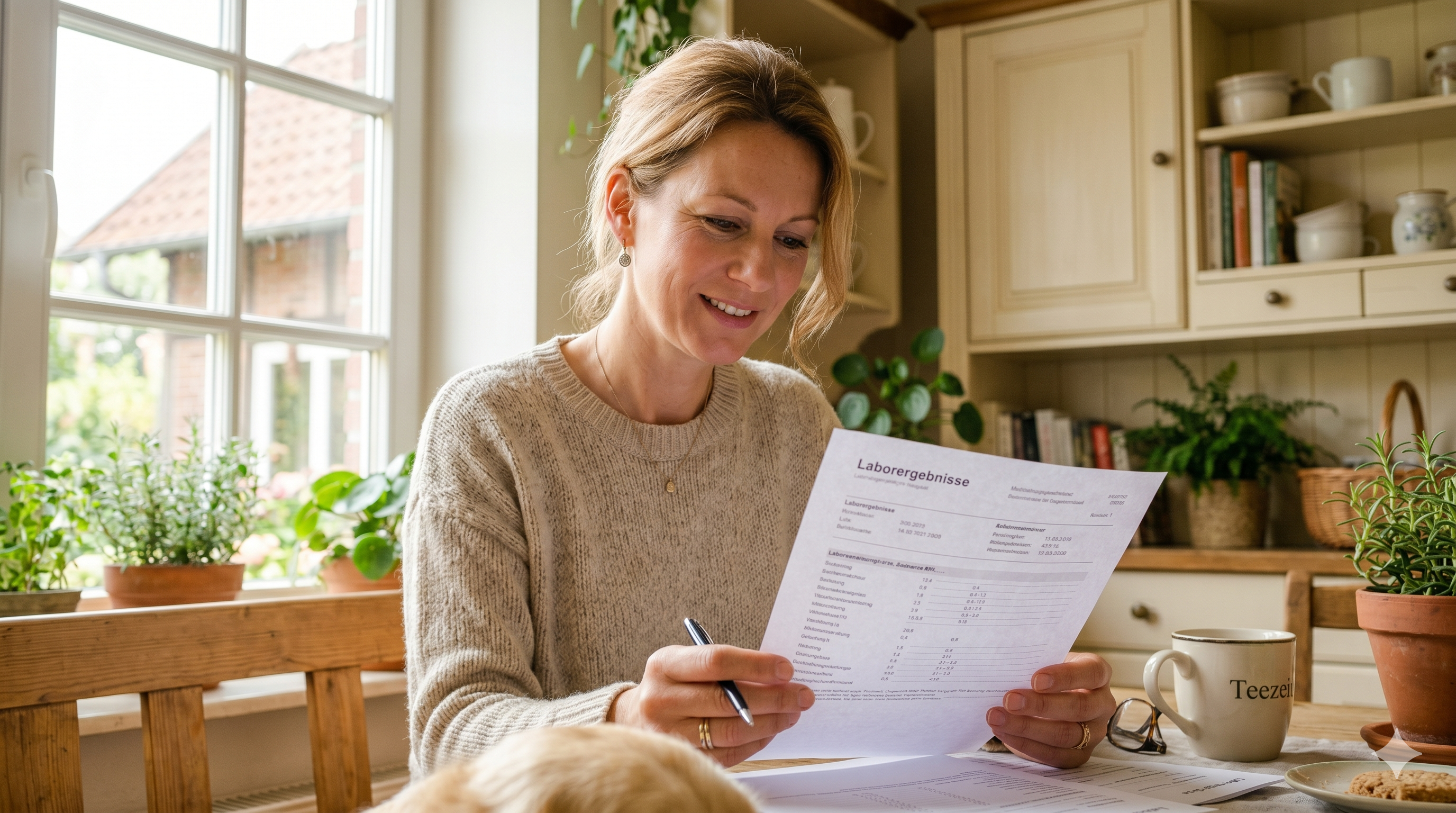 Frau mit Laborwerten – Blutbild beim Hund